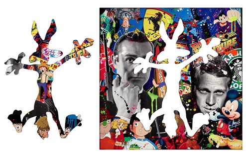 Mc Queen Vs Bond by Auguste - Original Glazed Mixed Media on Aluminium